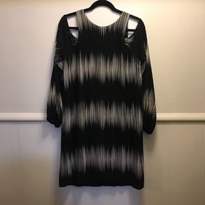 Zara Elegant Black and White Cold Shoulder Dress NWT